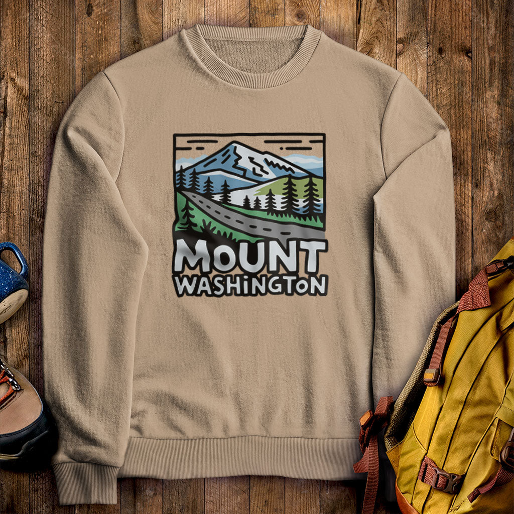 Mount Washington Crewneck Sweatshirt Sand Adventure and Outdoors Themed Sweatshirt