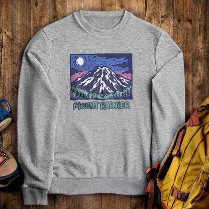 Mount Rainier at Night Crewneck Sweatshirt