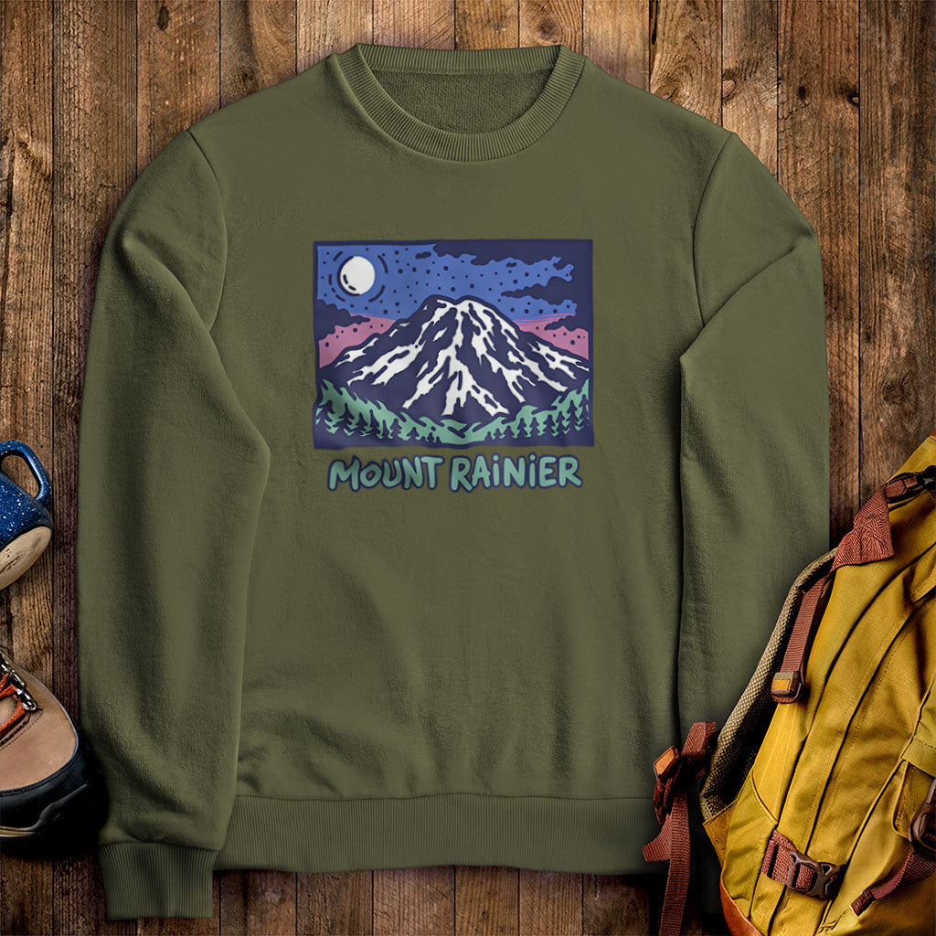 Mount Rainier at Night Crewneck Sweatshirt