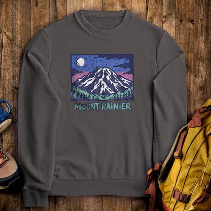Mount Rainier at Night Crewneck Sweatshirt