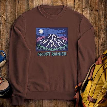 Mount Rainier at Night Crewneck Sweatshirt
