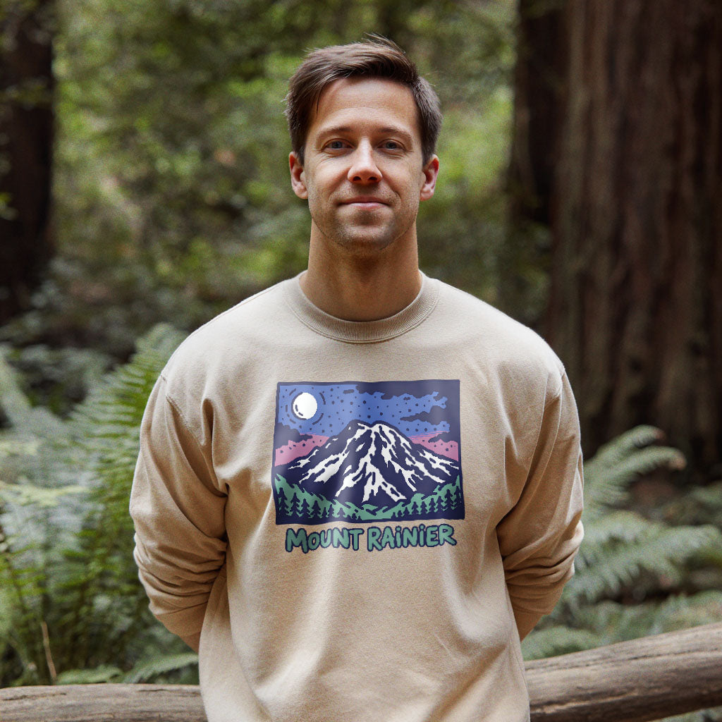 Mount Rainier at Night Crewneck Sweatshirt