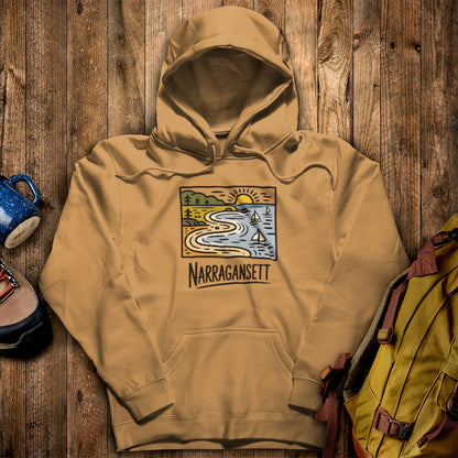 Narragansett Bay Hoodie Mustard Adventure and Outdoors Themed Hoodie