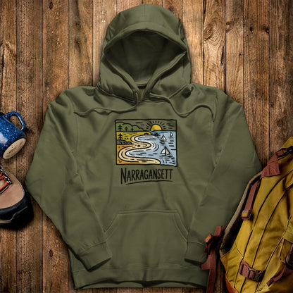 Narragansett Bay Hoodie Military Green Adventure and Outdoors Themed Hoodie
