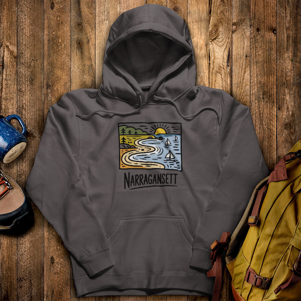 Narragansett Bay Hoodie Charcoal Adventure and Outdoors Themed Hoodie