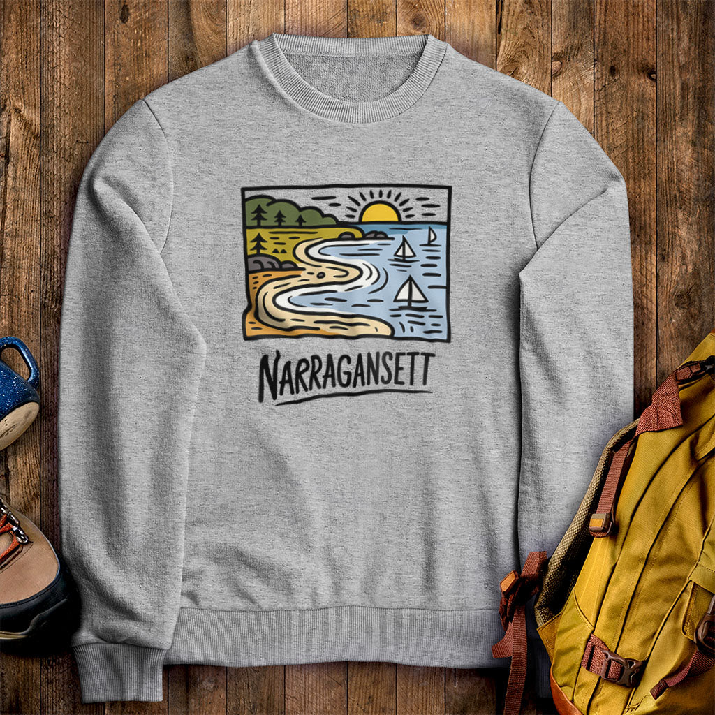 Narragansett Bay Crewneck Sweatshirt Sport Grey Adventure and Outdoors Themed Sweatshirt