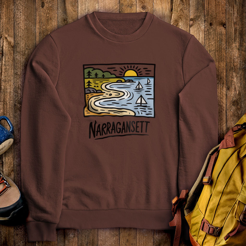 Narragansett Bay Crewneck Sweatshirt Cocoa Adventure and Outdoors Themed Sweatshirt