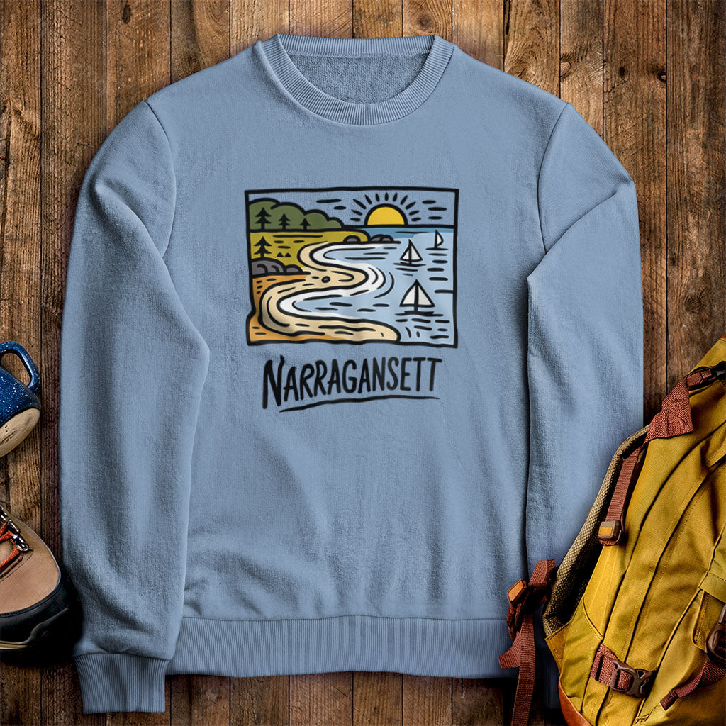 Narragansett Bay Crewneck Sweatshirt Stone Blue Adventure and Outdoors Themed Sweatshirt