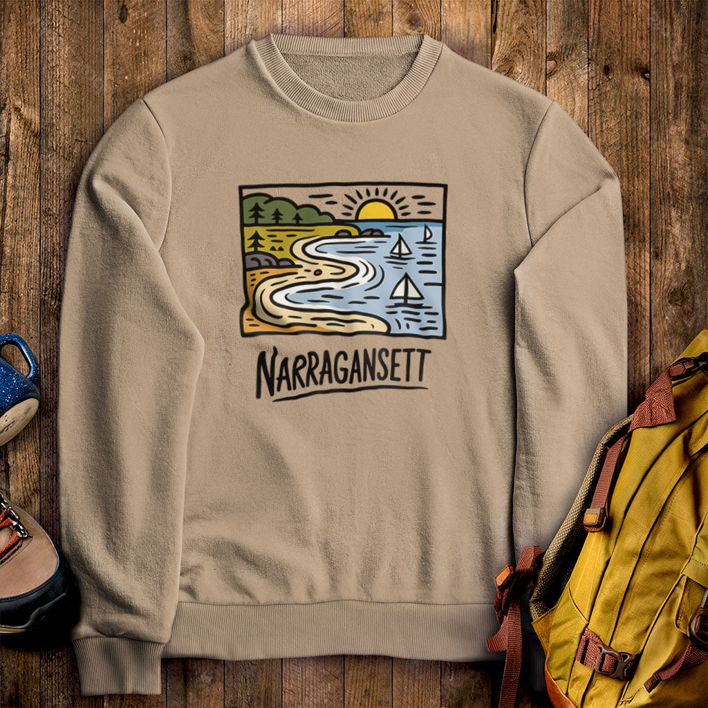Narragansett Bay Crewneck Sweatshirt Sand Adventure and Outdoors Themed Sweatshirt