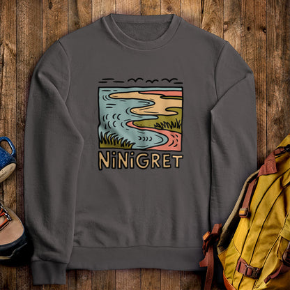 Ninigret National Wildlife Refuge Crewneck Sweatshirt Charcoal Adventure and Outdoors Themed Sweatshirt