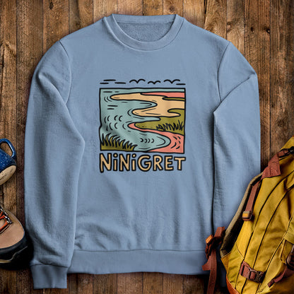 Ninigret National Wildlife Refuge Crewneck Sweatshirt Stone Blue Adventure and Outdoors Themed Sweatshirt