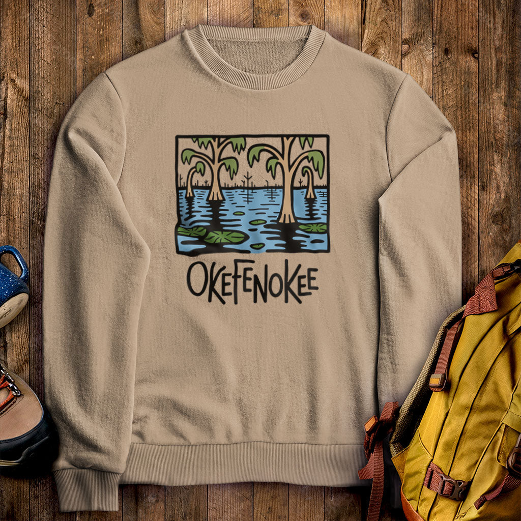 Okefenokee National Wildlife Refuge Crewneck Sweatshirt Sand Adventure and Outdoors Themed Sweatshirt
