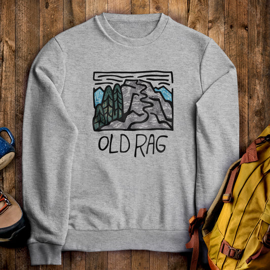 Old Rag Mountain Crewneck Sweatshirt Sport Grey Adventure and Outdoors Themed Sweatshirt