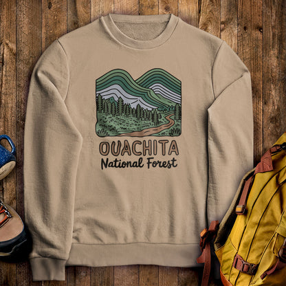 Ouachita National Forest Crewneck Sweatshirt Sand Adventure and Outdoors Themed Sweatshirt