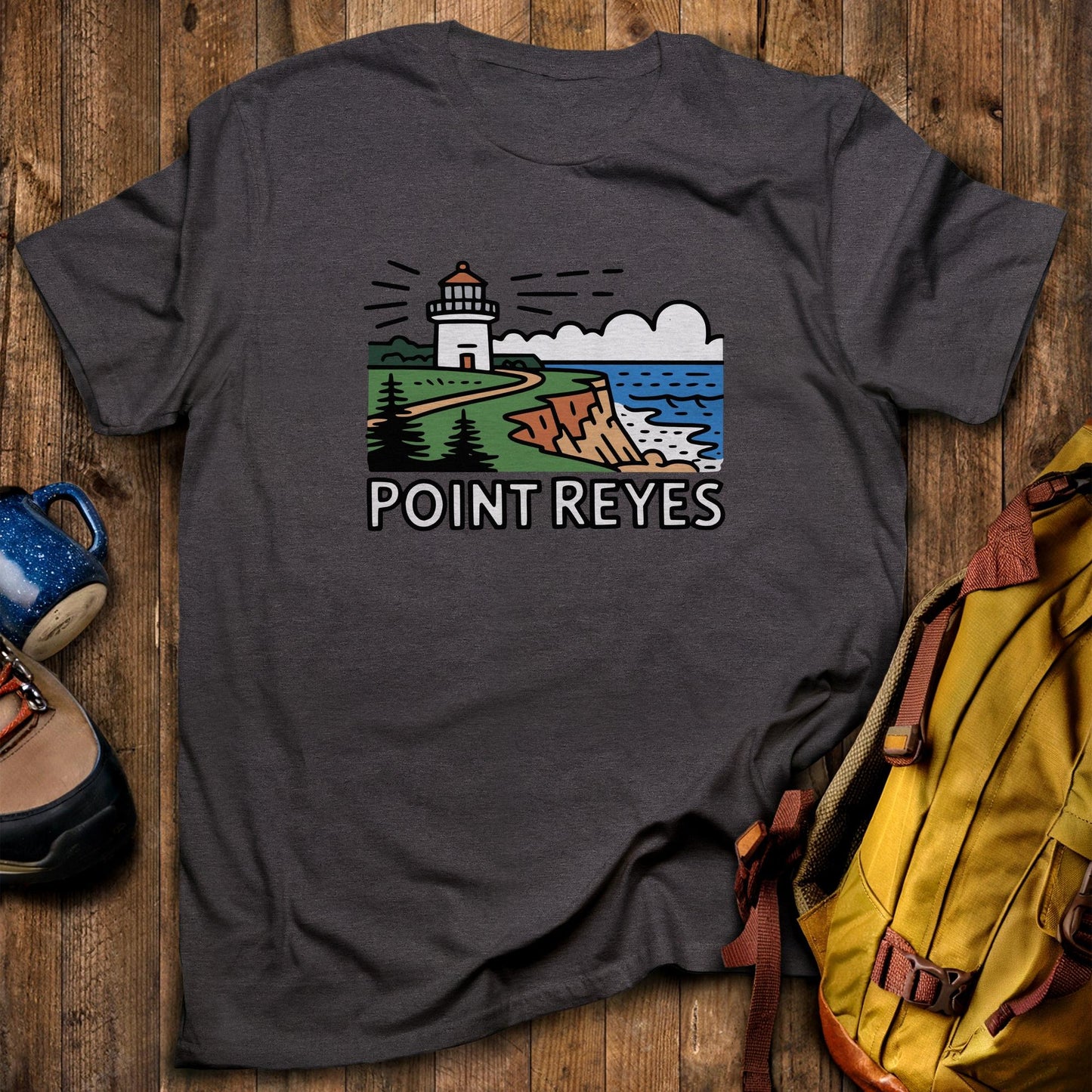 Point Reyes National Seashore T-Shirt Dark Heather Adventure and Outdoors Themed T-Shirt