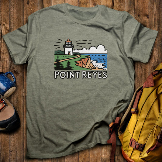 Point Reyes National Seashore T-Shirt Heather Military Green Adventure and Outdoors Themed T-Shirt