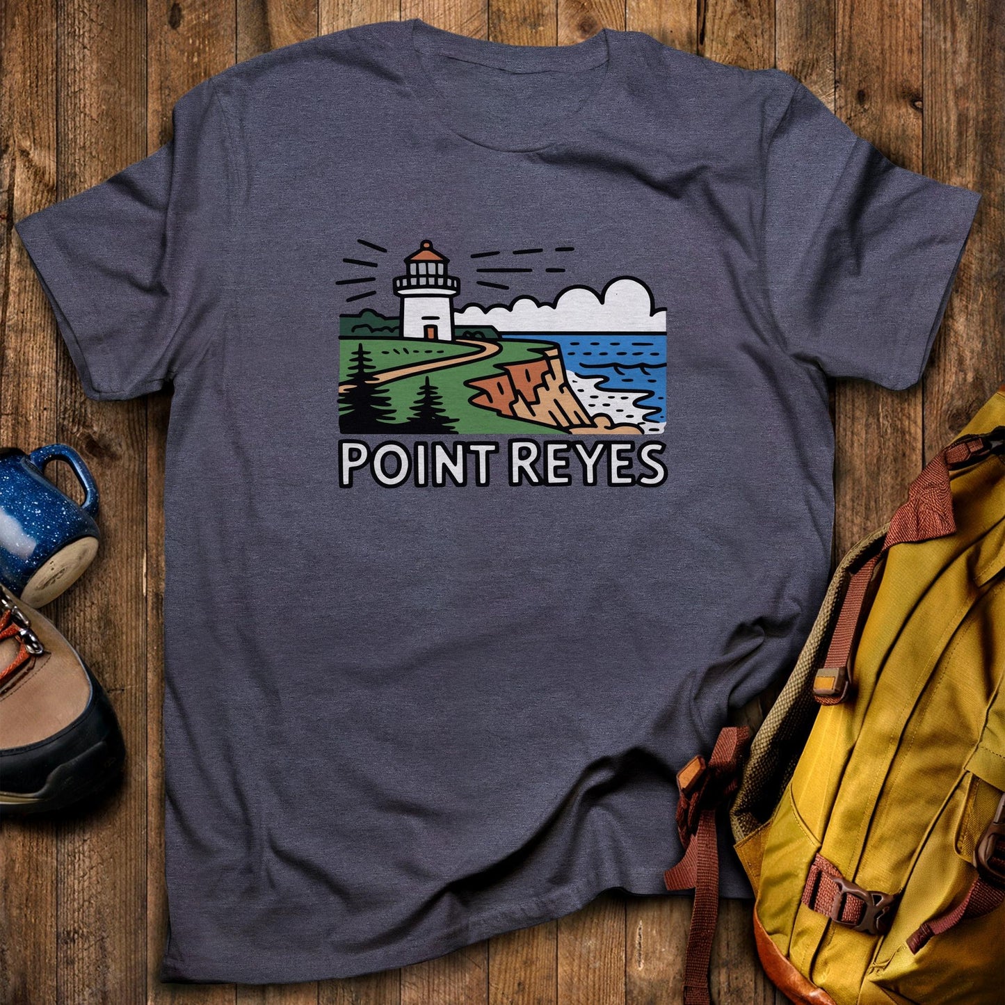 Point Reyes National Seashore T-Shirt Heather Navy Adventure and Outdoors Themed T-Shirt
