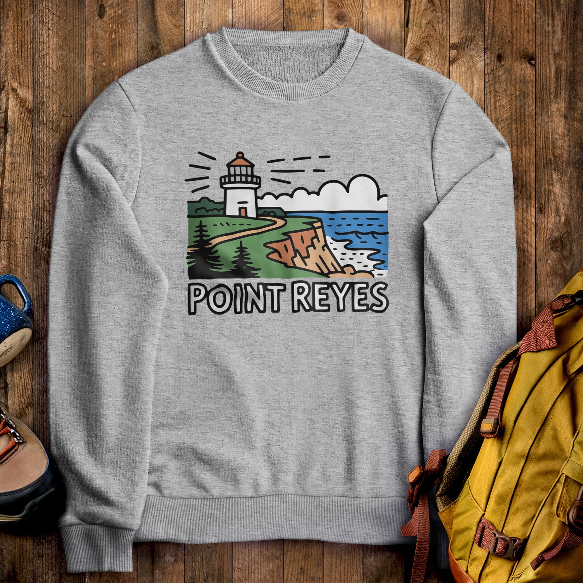 Point Reyes National Seashore Crewneck Sweatshirt Sport Grey Adventure and Outdoors Themed Sweatshirt