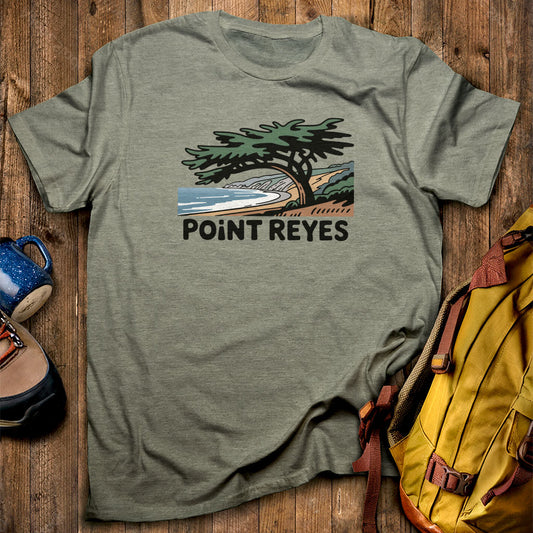 Point Reyes National Seashore T-Shirt Heather Military Green Adventure and Outdoors Themed T-Shirt
