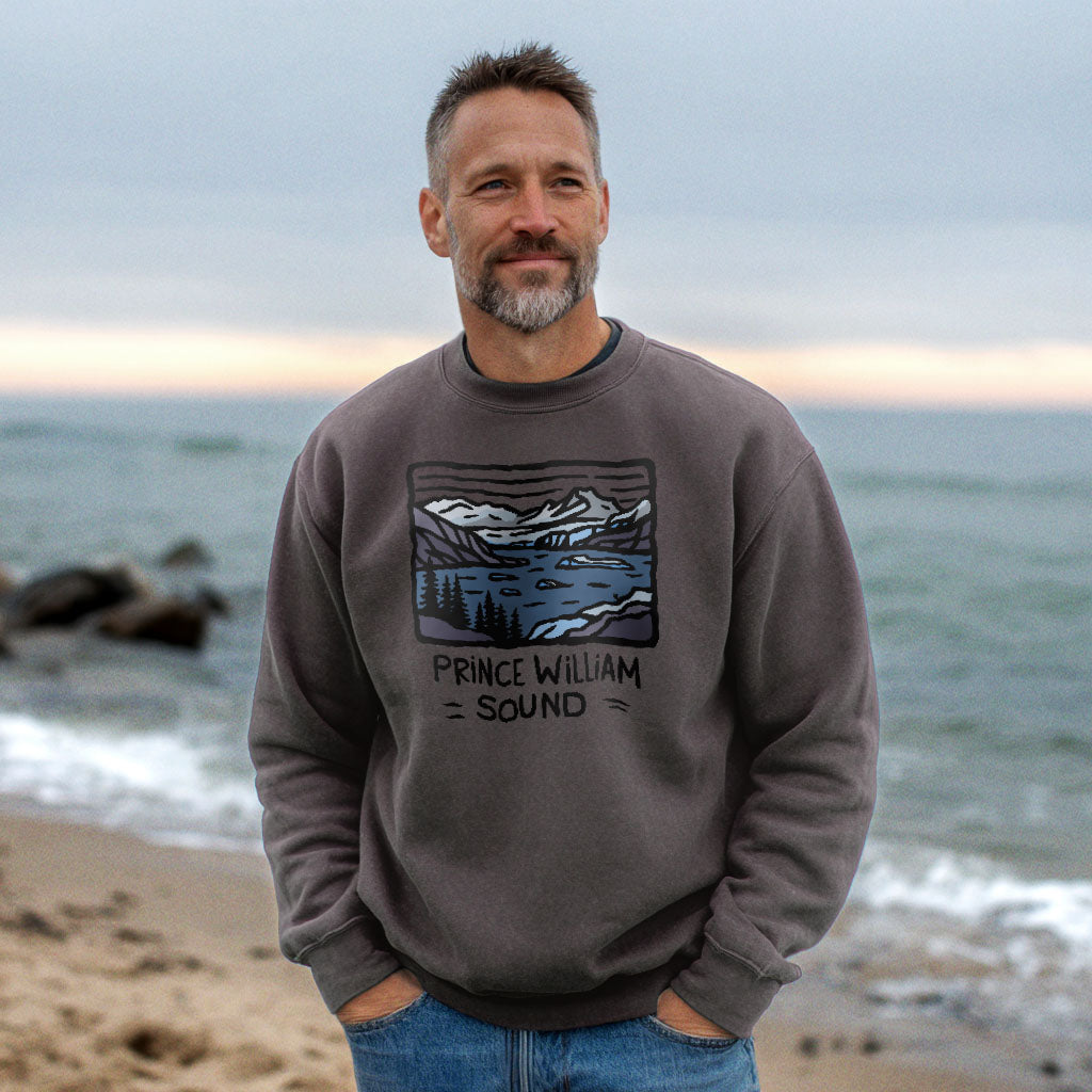 Prince William Sound Crewneck Sweatshirt Adventure and Outdoors Themed Sweatshirt