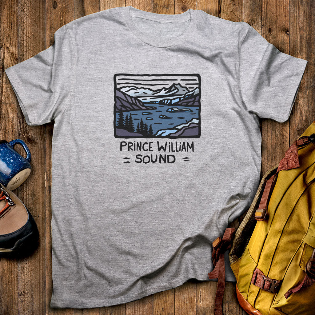 Prince William Sound T-Shirt Sport Grey Adventure and Outdoors Themed T-Shirt