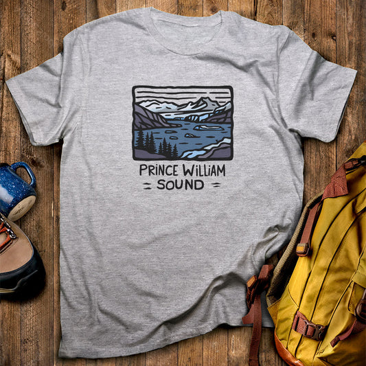Prince William Sound T-Shirt Sport Grey Adventure and Outdoors Themed T-Shirt