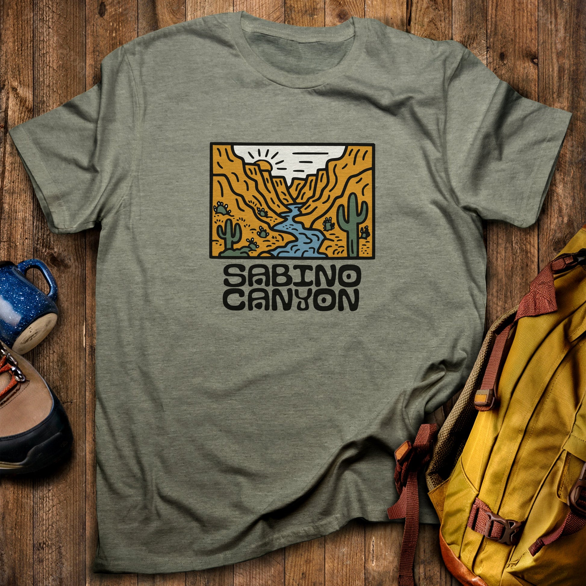 Sabino Canyon T-Shirt Heather Military Green Adventure and Outdoors Themed T-Shirt