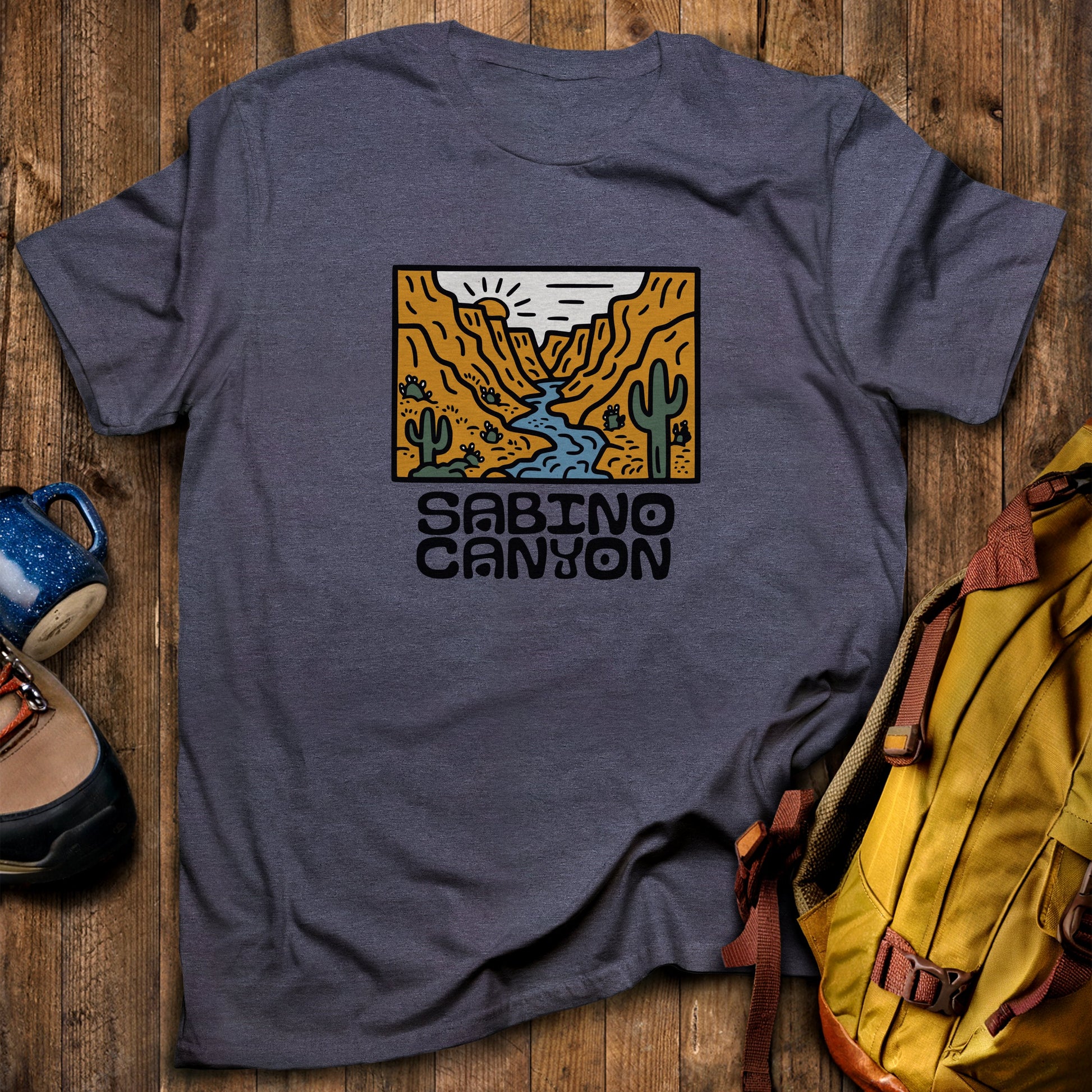 Sabino Canyon T-Shirt Heather Navy Adventure and Outdoors Themed T-Shirt