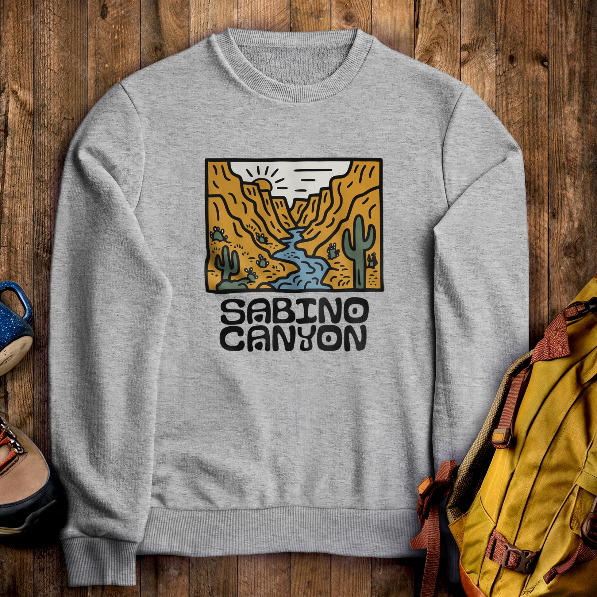 Sabino Canyon Crewneck Sweatshirt Sport Grey Adventure and Outdoors Themed Sweatshirt
