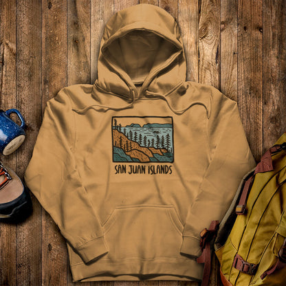 San Juan Islands Hoodie Mustard Adventure and Outdoors Themed Hoodie