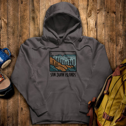 San Juan Islands Hoodie Charcoal Adventure and Outdoors Themed Hoodie