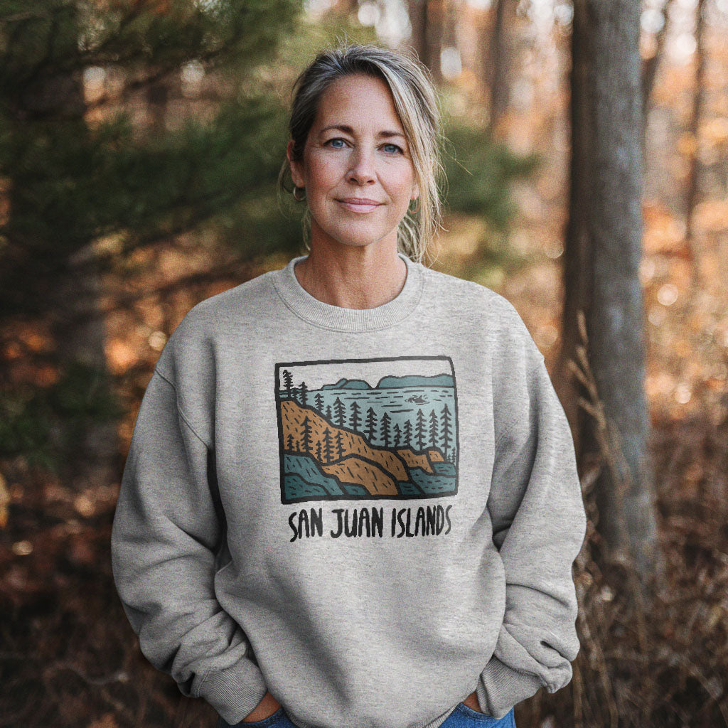 San Juan Islands Crewneck Sweatshirt Adventure and Outdoors Themed Sweatshirt