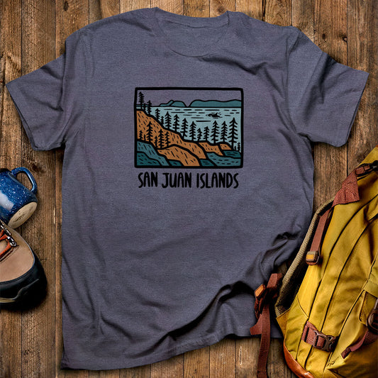 San Juan Islands T-Shirt Heather Navy Adventure and Outdoors Themed T-Shirt
