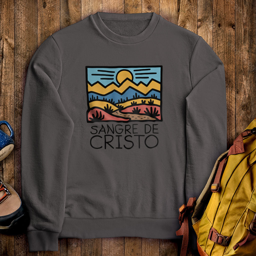 Sangre de Cristo Mountains Crewneck Sweatshirt Charcoal Adventure and Outdoors Themed Sweatshirt