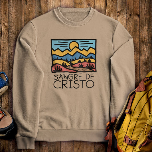 Sangre de Cristo Mountains Crewneck Sweatshirt Sand Adventure and Outdoors Themed Sweatshirt