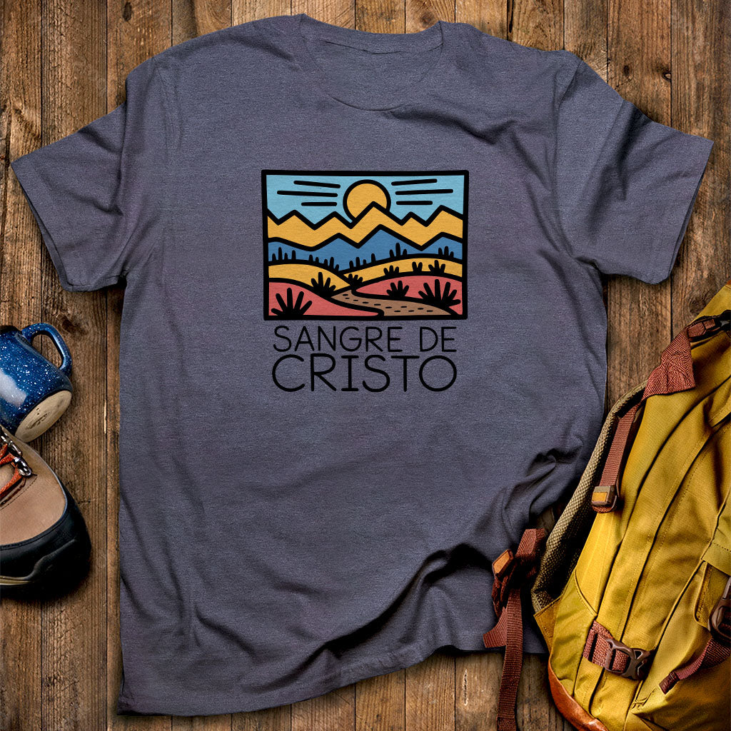 Sangre De Cristo Mountains T-Shirt Heather Navy Adventure and Outdoors Themed T-Shirt