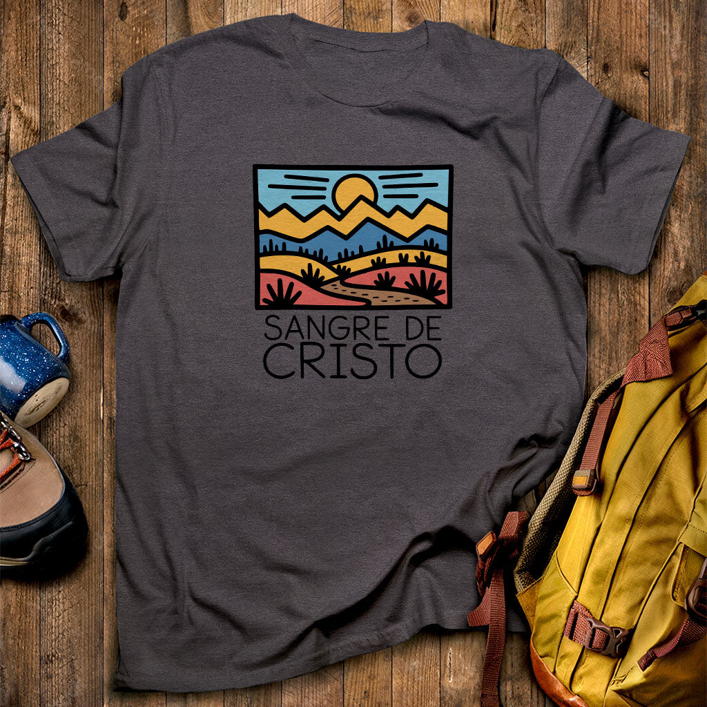Sangre De Cristo Mountains T-Shirt Dark Heather Adventure and Outdoors Themed T-Shirt