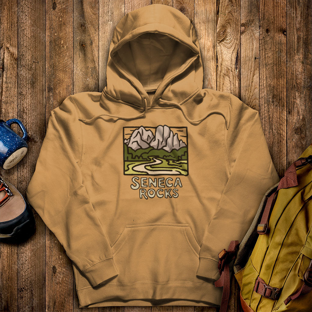 Seneca Rocks Hoodie Mustard Adventure and Outdoors Themed Hoodie