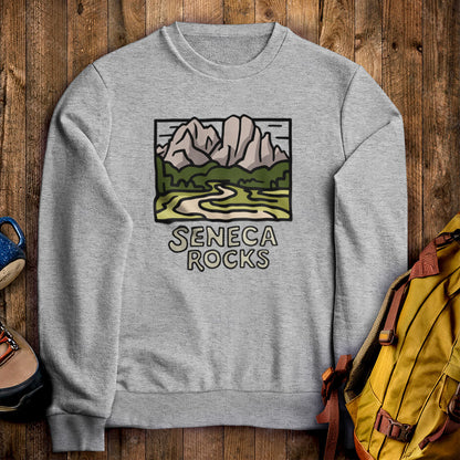 Seneca Rocks Crewneck Sweatshirt Sport Grey Adventure and Outdoors Themed Sweatshirt