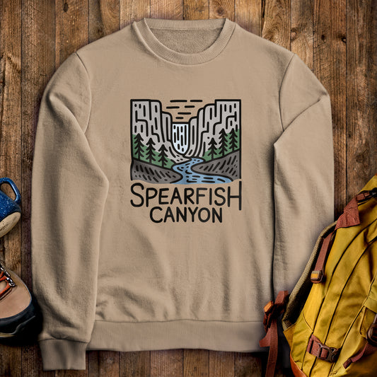 Spearfish Canyon Crewneck Sweatshirt Sand Adventure and Outdoors Themed Sweatshirt