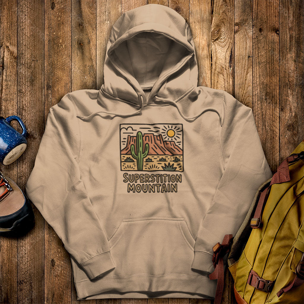 Superstition Mountain Hoodie Sand Adventure and Outdoors Themed Hoodie