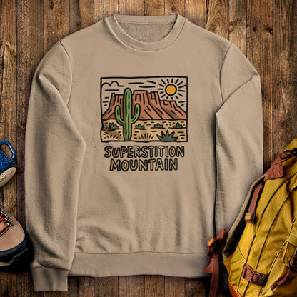 Superstition Mountain Crewneck Sweatshirt Sand Adventure and Outdoors Themed Sweatshirt