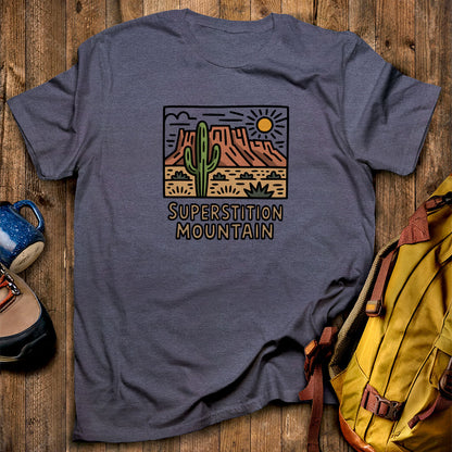 Superstition Mountain T-Shirt Heather Navy Adventure and Outdoors Themed T-Shirt