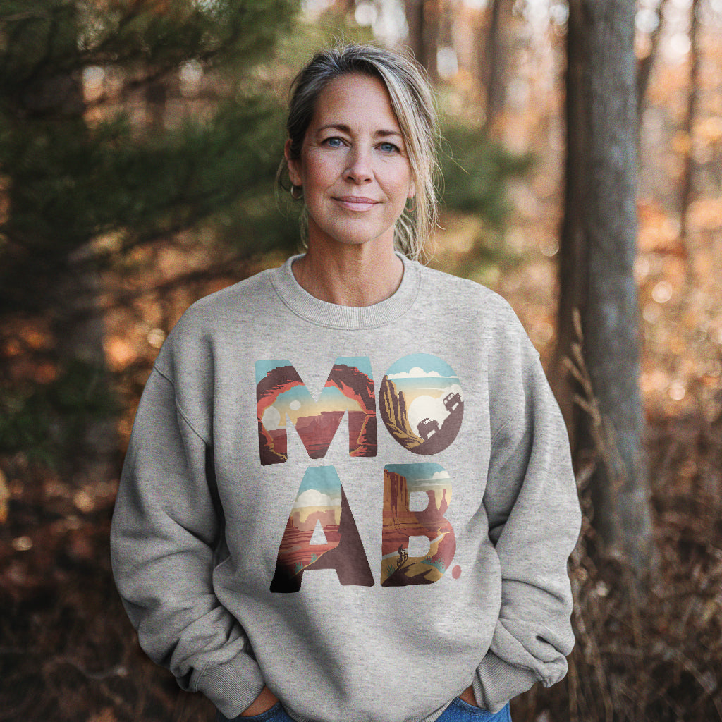 Moab Utah Crewneck Sweatshirt Adventure and Outdoors Themed Sweatshirt
