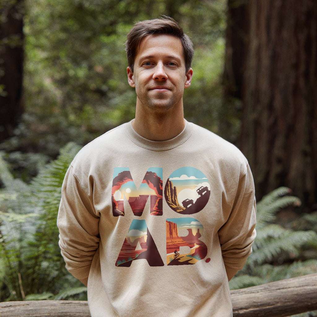 Moab Utah Crewneck Sweatshirt Adventure and Outdoors Themed Sweatshirt