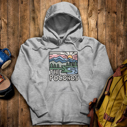 Poconos Mountains Hoodie Sport Grey Adventure and Outdoors Themed Hoodie