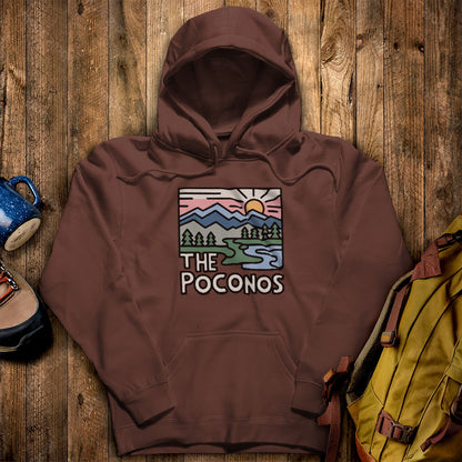 Poconos Mountains Hoodie Cocoa Adventure and Outdoors Themed Hoodie
