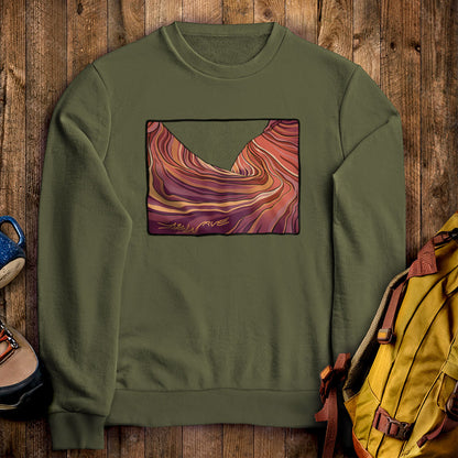 The Wave Crewneck Sweatshirt Military Green Adventure and Outdoors Themed Sweatshirt