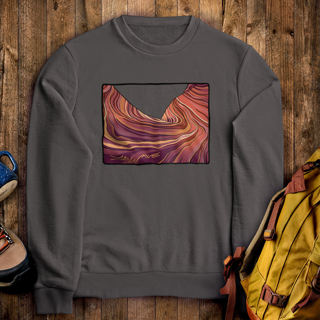 The Wave Crewneck Sweatshirt Charcoal Adventure and Outdoors Themed Sweatshirt