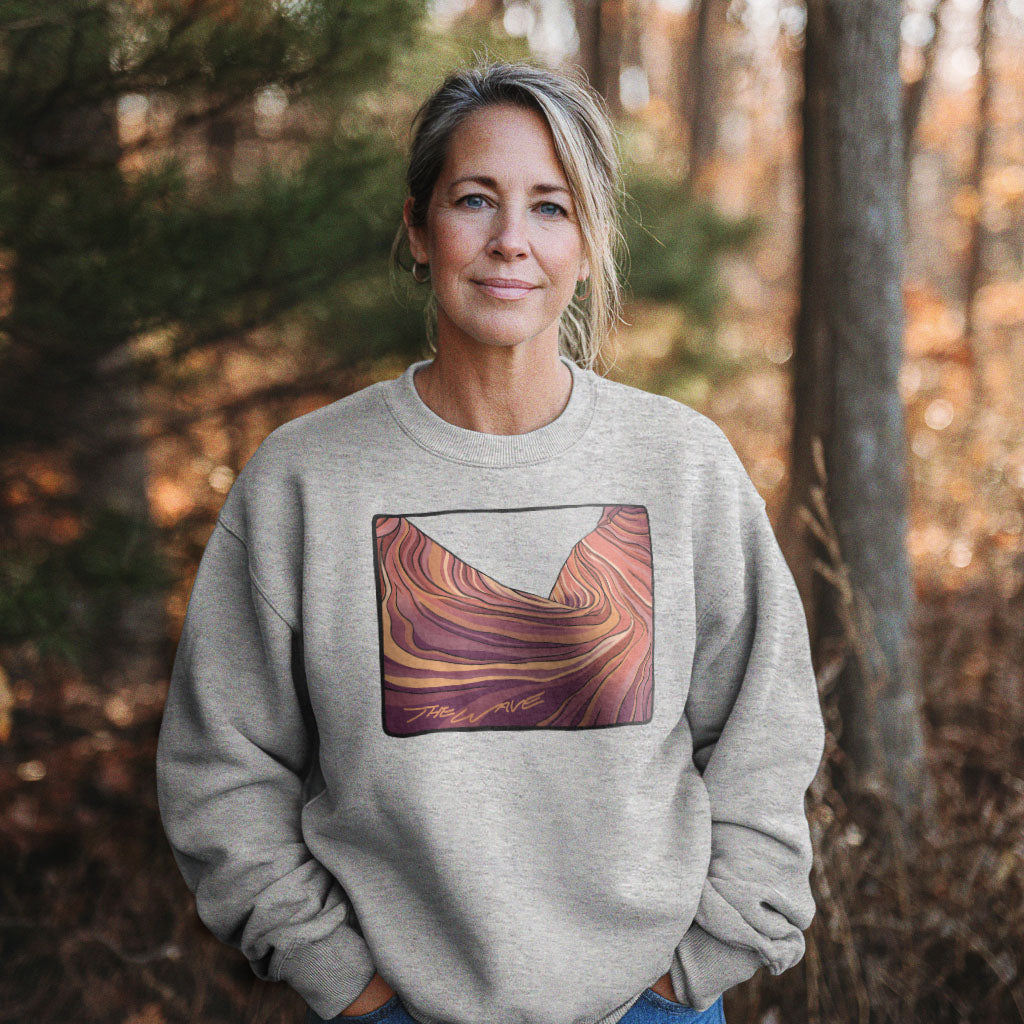 The Wave Crewneck Sweatshirt Adventure and Outdoors Themed Sweatshirt